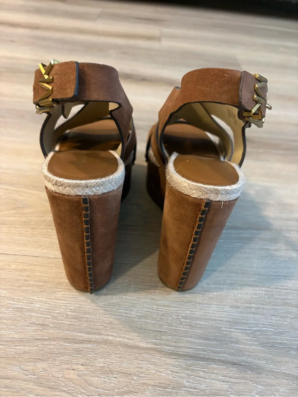 Michael Kors Tan Suede Platform Wedge Sandals